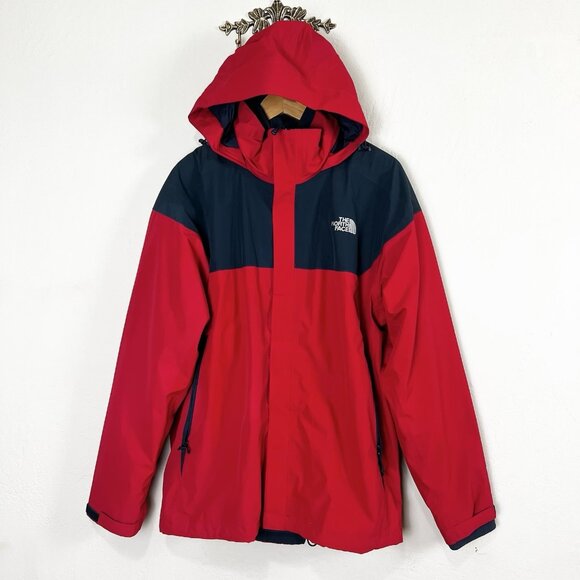 THE NORTH FACE Hyvent 2-in-1 Hooded Jacket Fleece Lined Red Men's Size Large